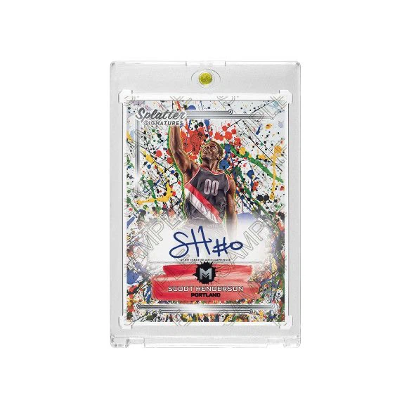 Trail Blazers Scoot Henderson Splatter Art Signature Card with Display Case